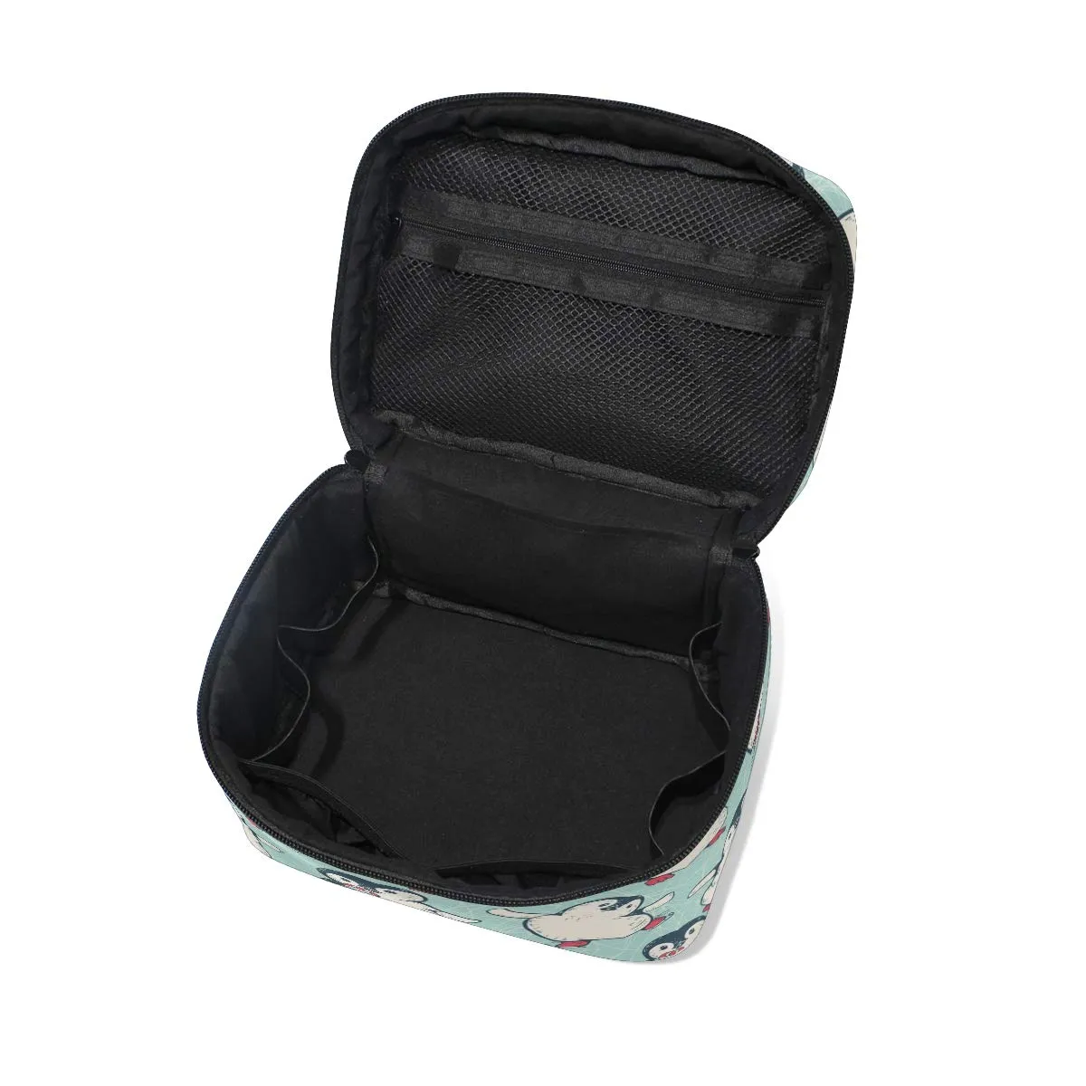 Cute Penguin Makeup Bag Portable Travel Cosmetic Bag Organizer Multifunction Case with Double Zipper Toiletry Bag for Woman (9"x6.2"x6.5")