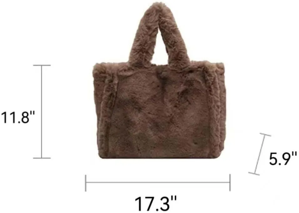 Cute Plush Furry Shoulder Bag Winter Faux Fur Soft Fuzzy Large Hobo Handbag Purse Fluffy Tote Bag for Women