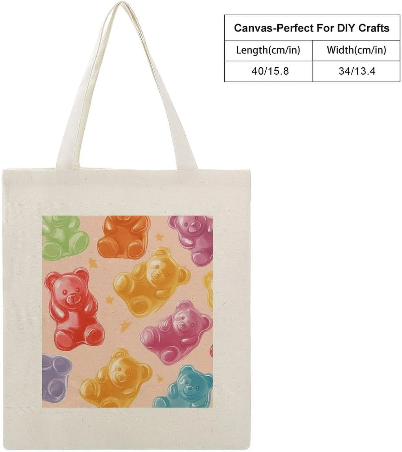 Cute Print Canvas Lightweight Tote Bags Casual Handbags Reusable Grocery Shopping Bag 13.4x15.8in