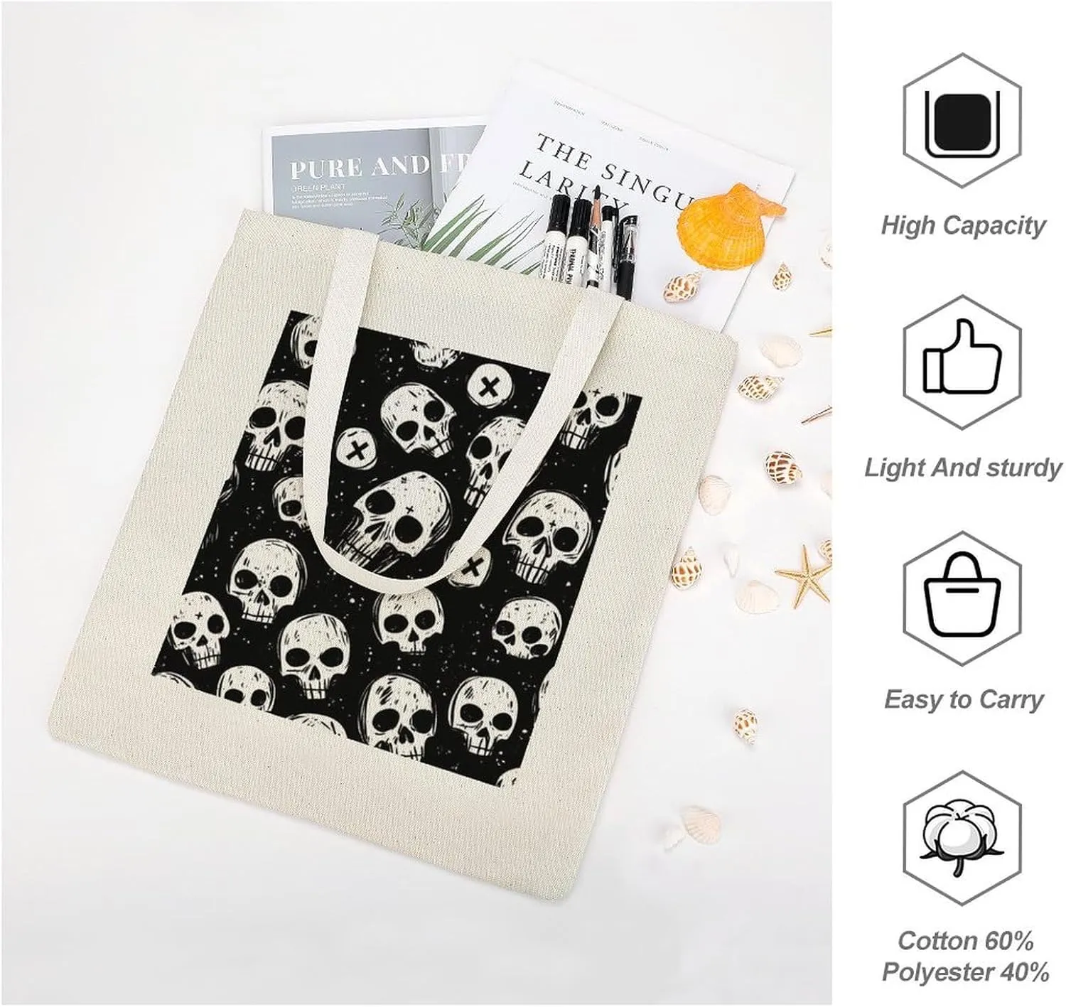 Cute Print Canvas Lightweight Tote Bags Casual Handbags Reusable Grocery Shopping Bag 13.4x15.8in