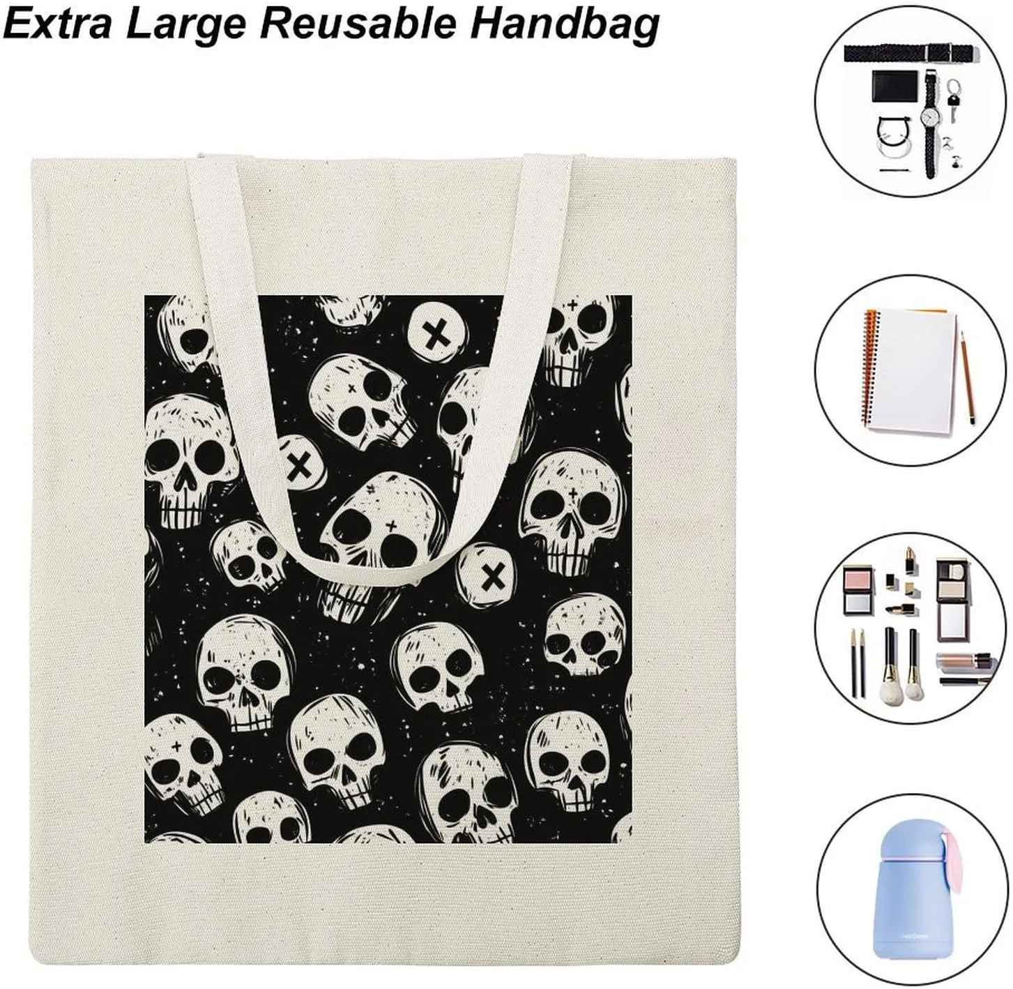 Cute Print Canvas Lightweight Tote Bags Casual Handbags Reusable Grocery Shopping Bag 13.4x15.8in