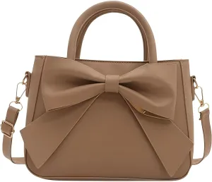 Cute Purses for Women, Designer Small Handbag Top Handle Vegan Leather Crossbody Bag Tote Clutch with Cute Bow Knot