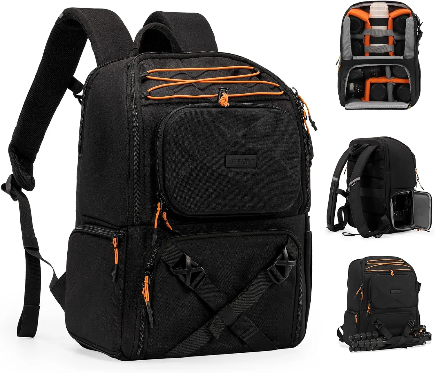 Cwatcun Camera Backpack Professional DSLR/SLR/Mirrorless, Waterproof Hardshell Case Large Camera Bag Outdoor Hiking Travel Multifunction Photography Backpack with Tripod Holder&Laptop Compartment 1.0
