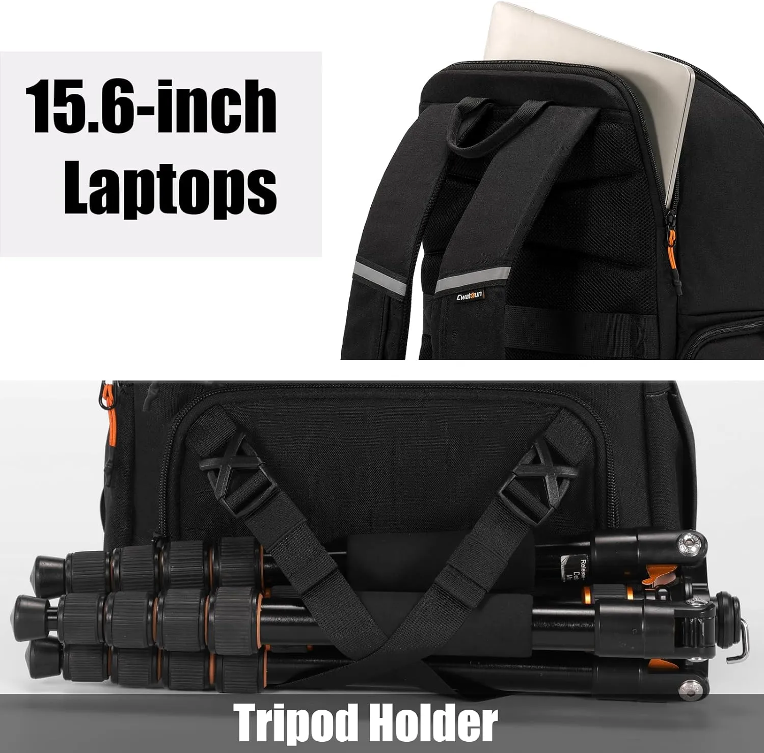 Cwatcun Camera Backpack Professional DSLR/SLR/Mirrorless, Waterproof Hardshell Case Large Camera Bag Outdoor Hiking Travel Multifunction Photography Backpack with Tripod Holder&Laptop Compartment 1.0