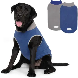 Cyeollo 2 Pack Dog Sweater Fleece Vest Pullover Sweatshirt Jacket Reflective Stretchy Lightweight Pet Clothes Cold Weather Coats for Medium Dogs Boy Navy & Grey