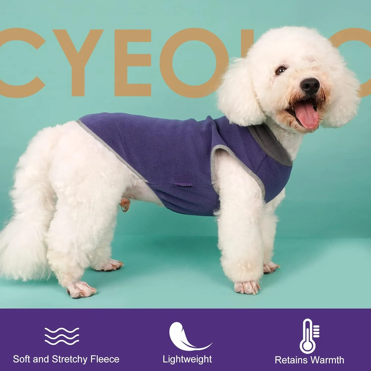 Cyeollo 2 Pack Dog Sweater Fleece Vest Pullover Sweatshirt Jacket Reflective Stretchy Lightweight Pet Clothes Cold Weather Coats for Medium Dogs Boy Navy & Grey