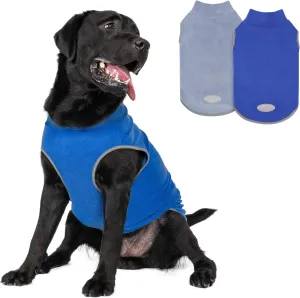 cyeollo 2 Pack Fleece Dog Sweater Pullover Dog Sweatshirt Reflective Lightweight Sweaters Warm Clothes for Medium Dogs Boy Girl Pet Apparel Blue, Mist Blue, XXL