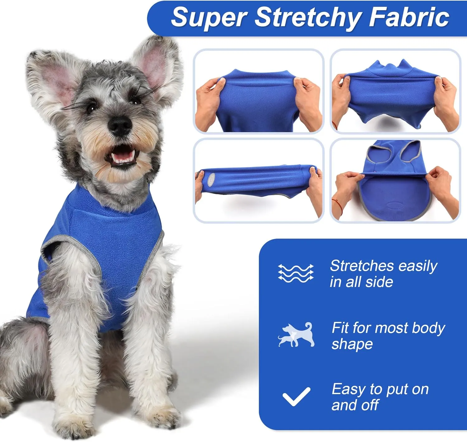 cyeollo 2 Pack Fleece Dog Sweater Pullover Dog Sweatshirt Reflective Lightweight Sweaters Warm Clothes for Medium Dogs Boy Girl Pet Apparel Blue, Mist Blue, XXL