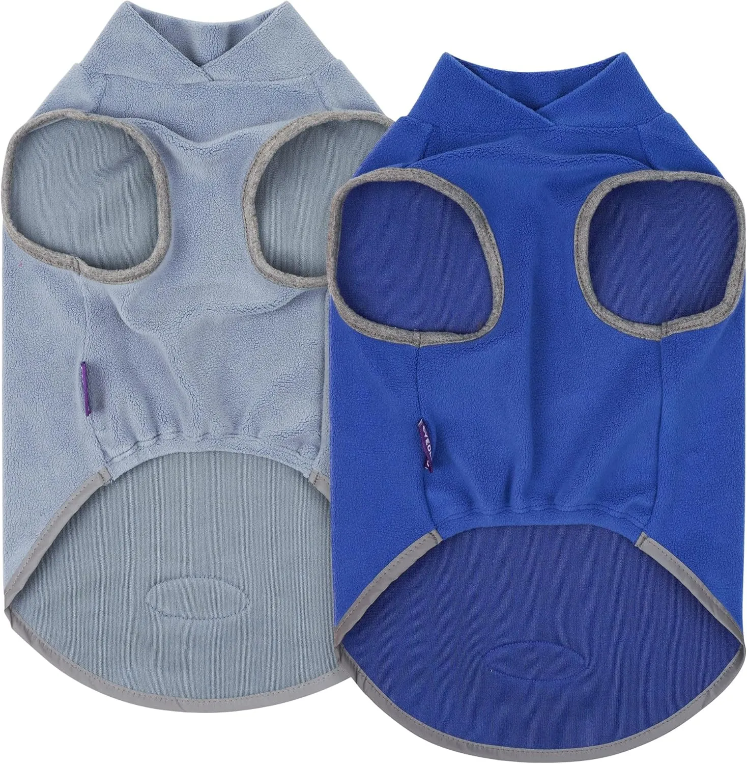 cyeollo 2 Pack Fleece Dog Sweater Pullover Dog Sweatshirt Reflective Lightweight Sweaters Warm Clothes for Medium Dogs Boy Girl Pet Apparel Blue, Mist Blue, XXL