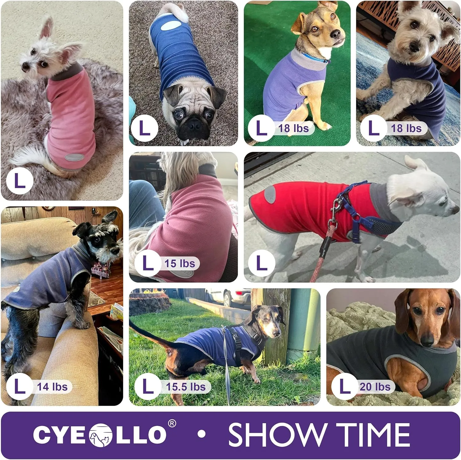 cyeollo 2 Pack Fleece Dog Sweater Stretchy Pullover Soft Dog Jacket with Reflective Stripe Lightweight Sweatshirt Pet Clothes Coats for Small Dogs Grey & Blue