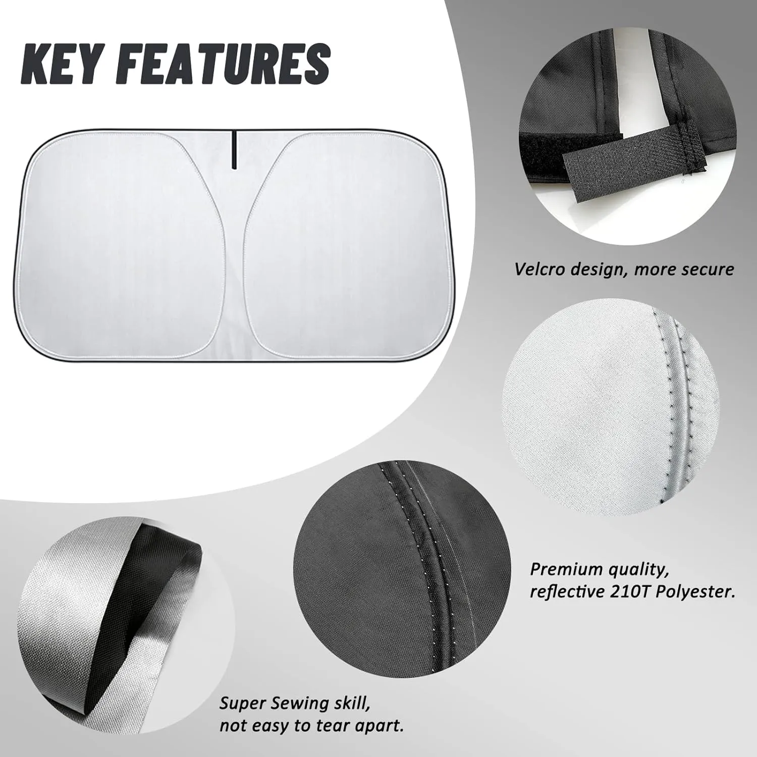 D-Lumina Windshield Sun Shade for 2016-2025 Honda Pilot Accessories, Front Window Sunshade Sun Visor Protector Block UV Rays Heat, Foldable 2 Layers 210T Material