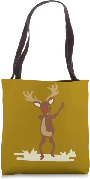 Dabbing Reindeer Gold Handbag, Beachbag, Christmas Canvas Tote Bag