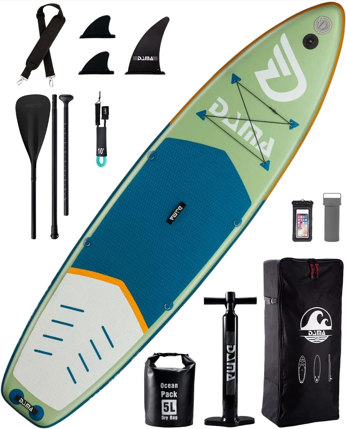 DAMA Premium Inflatable Stand Up Paddle Board (6 inch Thick), sup Board for Adults, SUP, Yoga Boards, Fishing Paddle Boards w/SUP Accessories, 4pcs Kayak Paddle, 32” Wide Stance, Non-Slip Deck