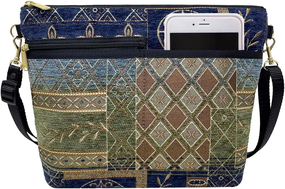 Danny K. Women's Tapestry Bag Shoulder Handbag, Large Zipper Purse Handmade in the USA