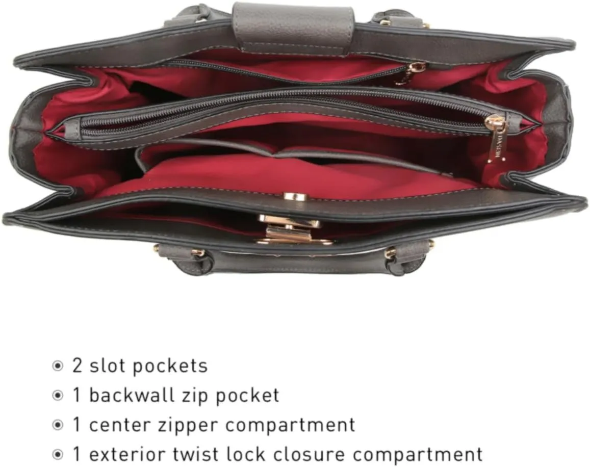 Dasein Women Handbags Purses Ladies Work Purse Satchel Tote Top Handle Shoulder Bags with Matching Clutch