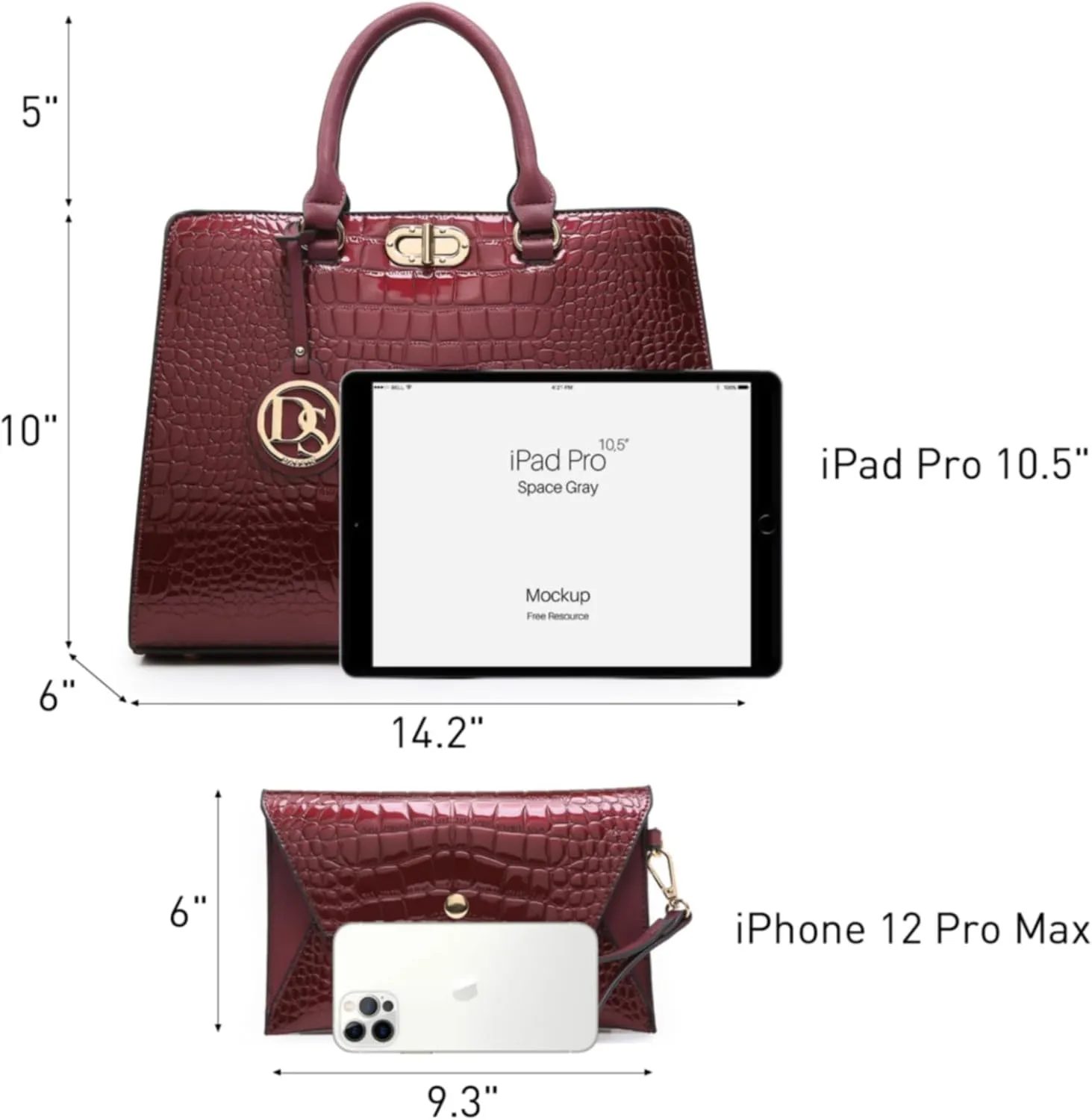 Dasein Women Handbags Purses Ladies Work Purse Satchel Tote Top Handle Shoulder Bags with Matching Clutch