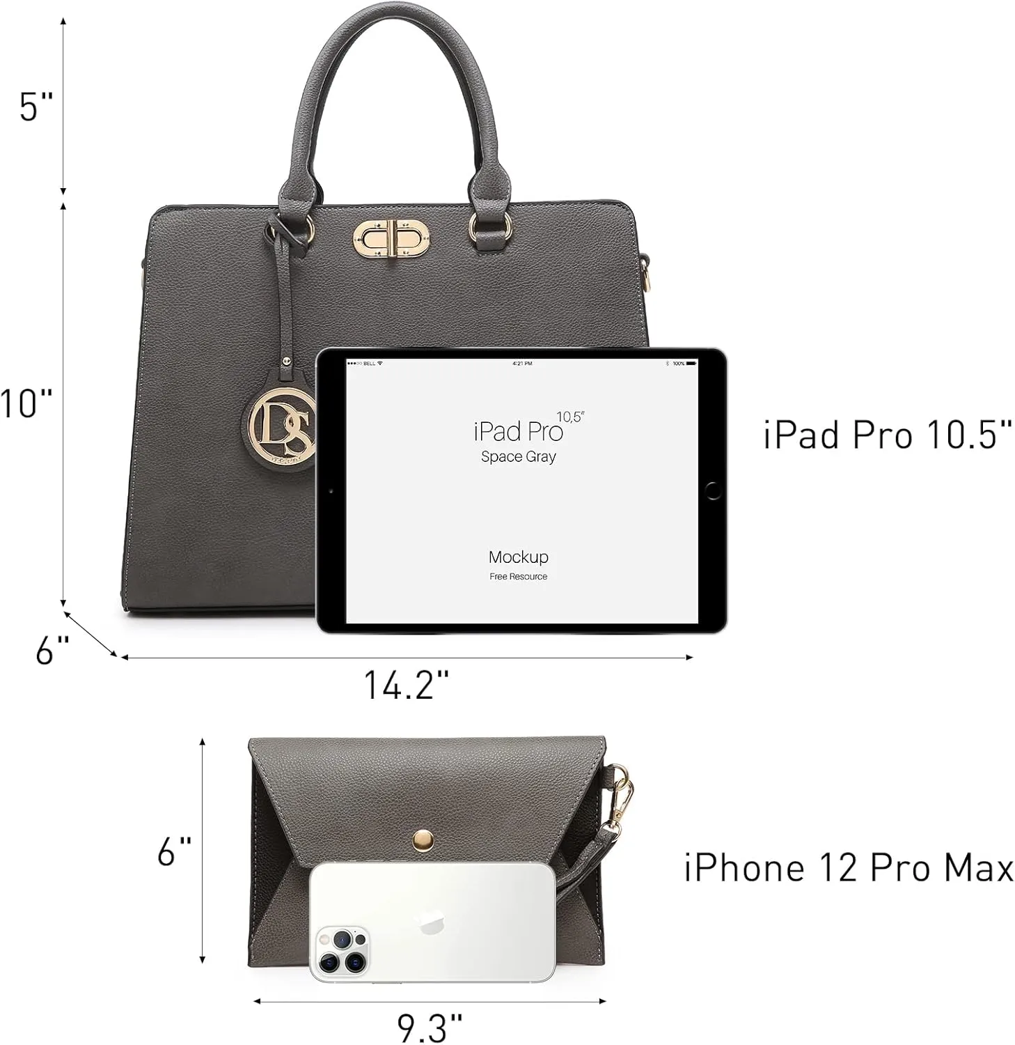 Dasein Women Handbags Purses Ladies Work Purse Satchel Tote Top Handle Shoulder Bags with Matching Clutch