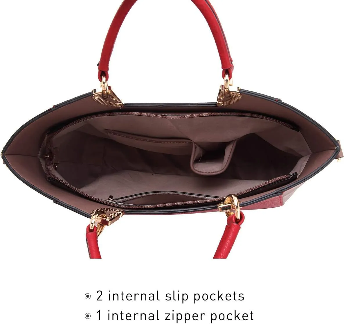 Dasein Women Two Tone Handbag Purse Top Handle Shoulder Bag Tote Hobo Work Bag w/Matching Clutch