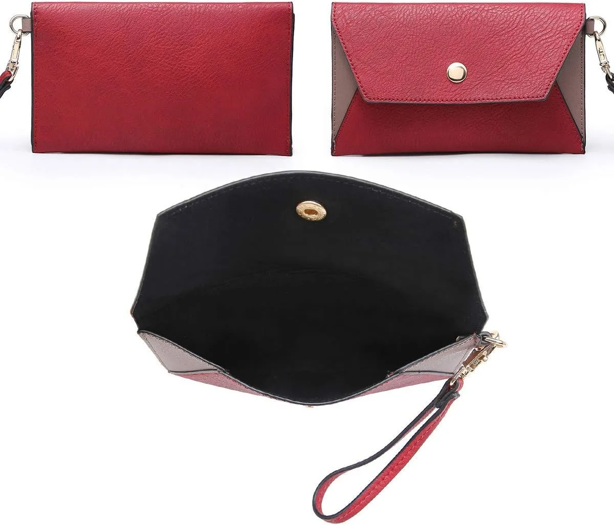Dasein Women Two Tone Handbag Purse Top Handle Shoulder Bag Tote Hobo Work Bag w/Matching Clutch