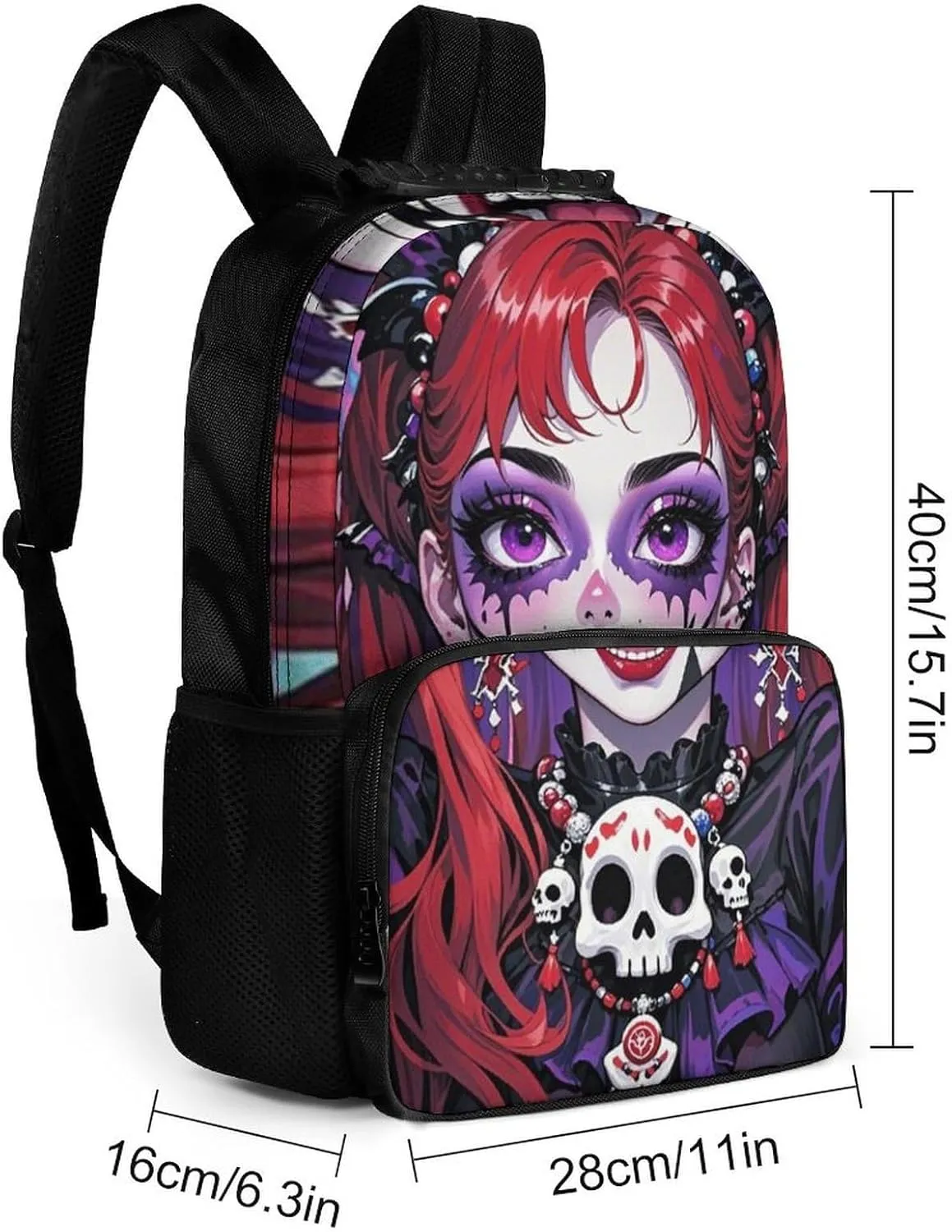 Daypack Anti-Theft Multipurpose Large Capacity Shoulder Bag - Cartoon Woman Women Mystical Skull Art Travel Hiking & Camping Rucksack With Smooth Zippers