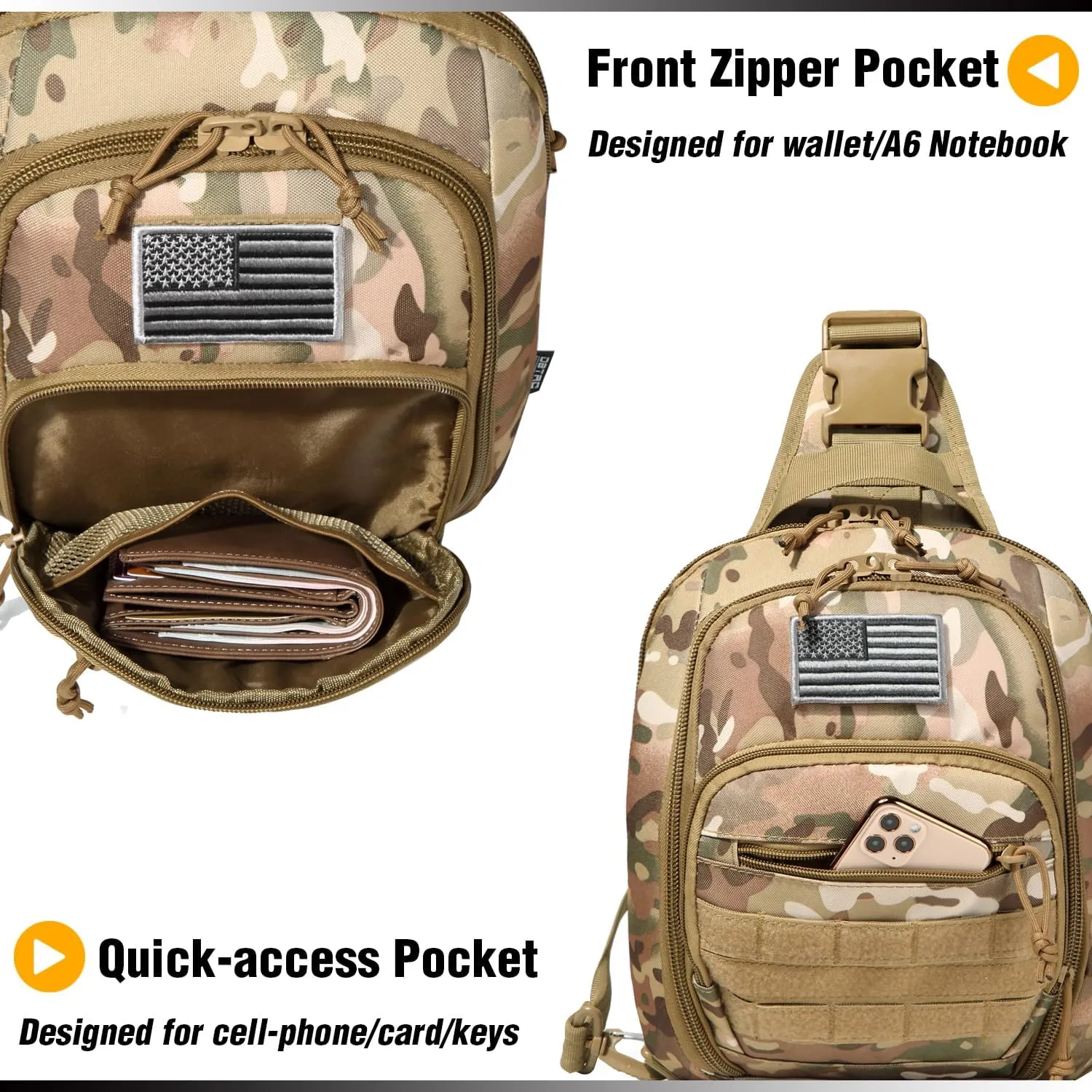 DBTAC Tactical Sling Bag | 8L Military Shoulder Chest Pack for Full Size Concealed Carry, Range, Travel, Outdoor Sports