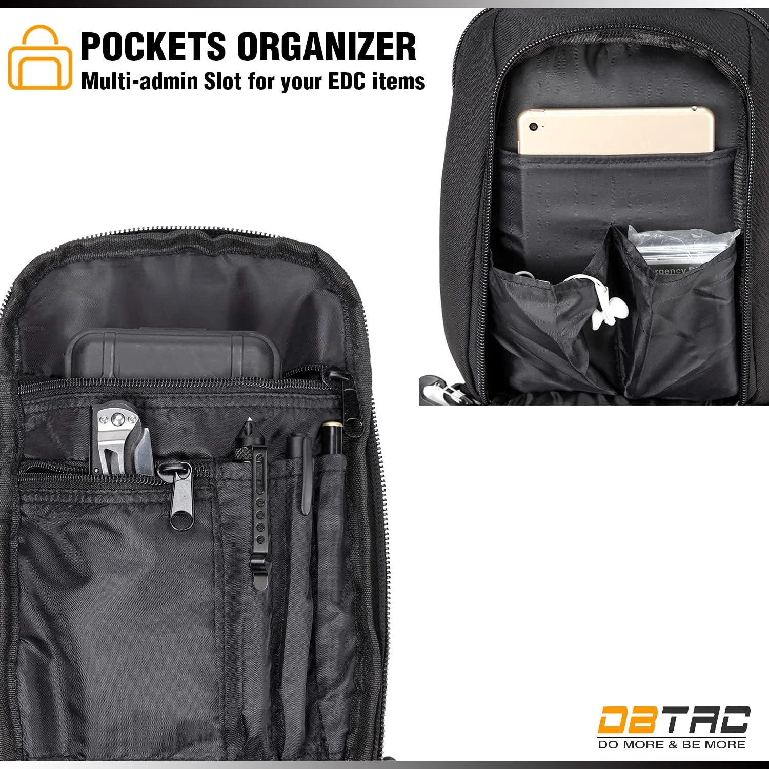DBTAC Tactical Sling Bag | 8L Military Shoulder Chest Pack for Full Size Concealed Carry, Range, Travel, Outdoor Sports