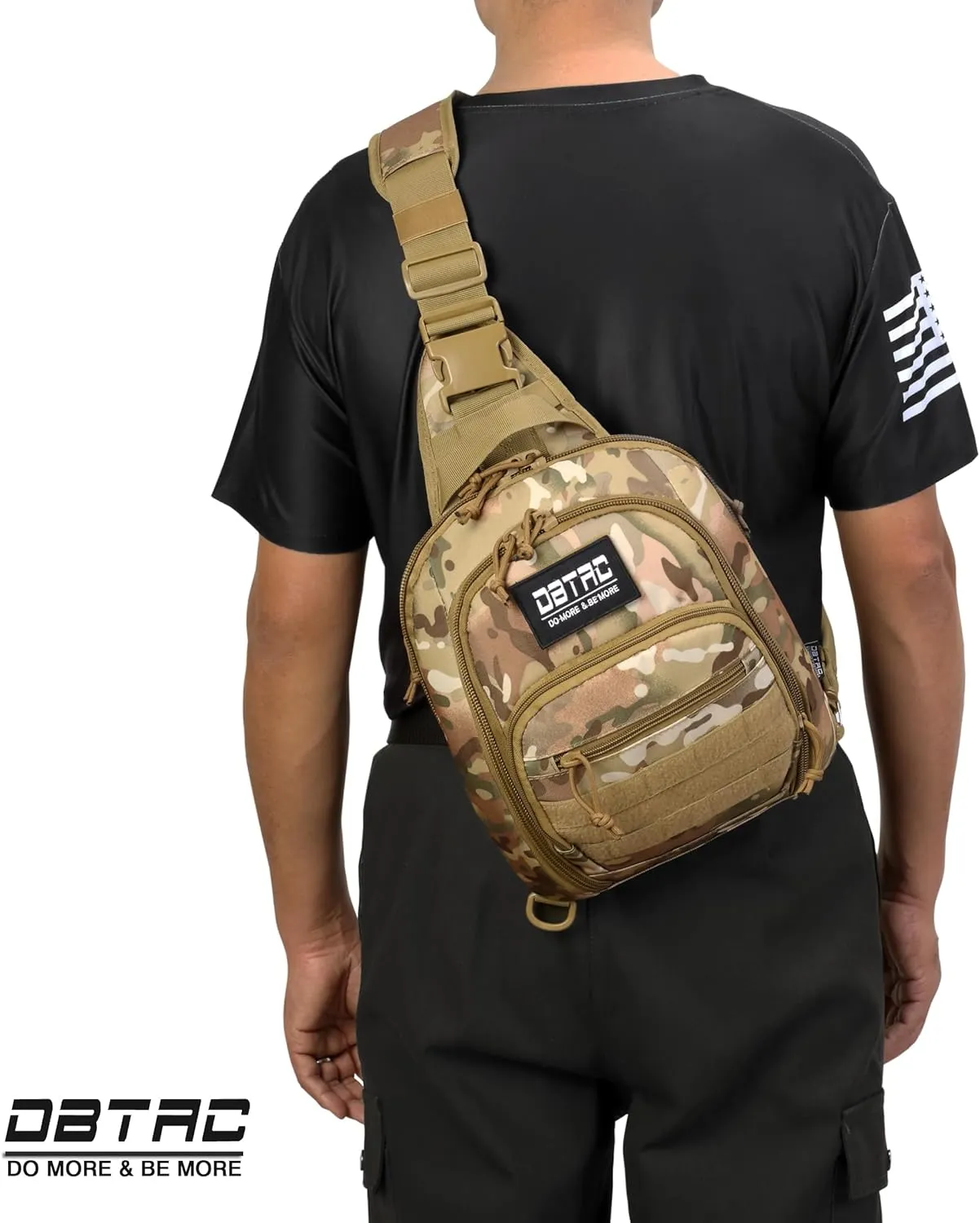 DBTAC Tactical Sling Bag | 8L Military Shoulder Chest Pack for Full Size Concealed Carry, Range, Travel, Outdoor Sports
