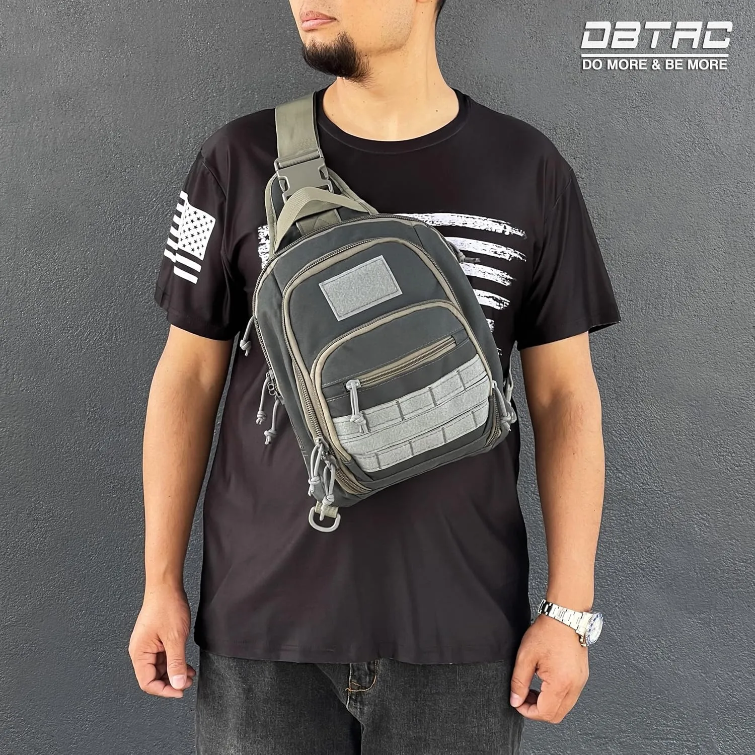 DBTAC Tactical Sling Bag | 8L Military Shoulder Chest Pack for Full Size Concealed Carry, Range, Travel, Outdoor Sports
