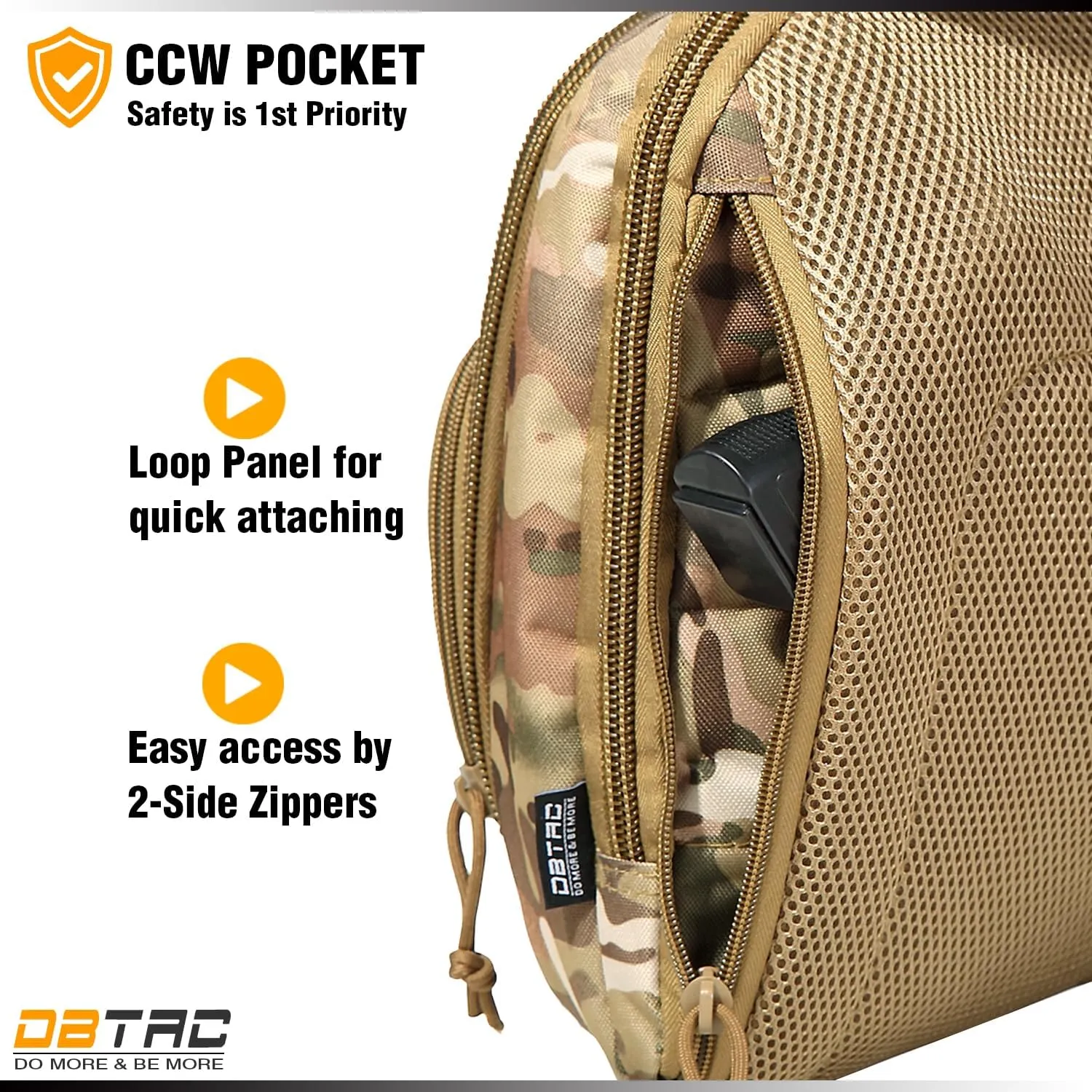 DBTAC Tactical Sling Bag | 8L Military Shoulder Chest Pack for Full Size Concealed Carry, Range, Travel, Outdoor Sports
