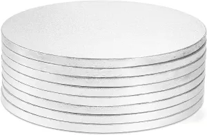 DEAYOU 8 Pack Cake Board Drum 12 Inch, 1/2" Thick Round Silver Cake Circle, Corrugated Cardboard Sturdy Cake Base for Heavy or Multi-Layer Cakes, Pastry, Display