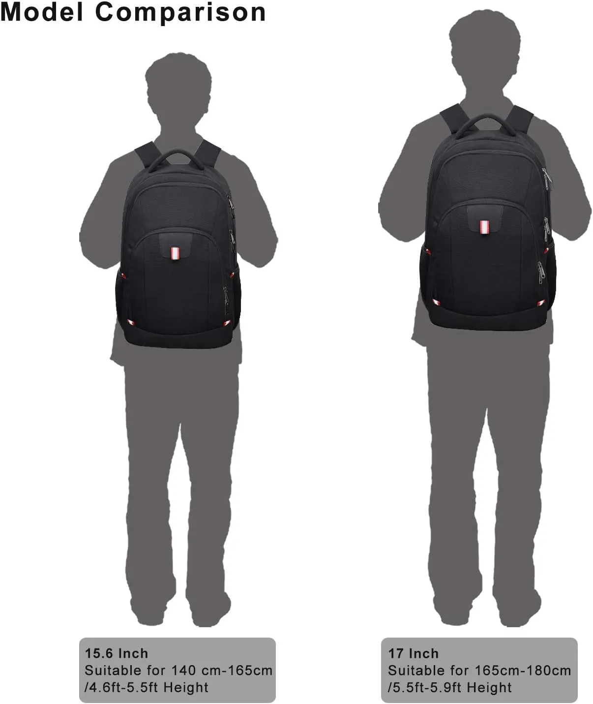 Della Gao Travel Laptop Backpack, Black Backpack for Men and Women with USB Charging Port Business Computer Back Pack (Black, 15.6 Inch)