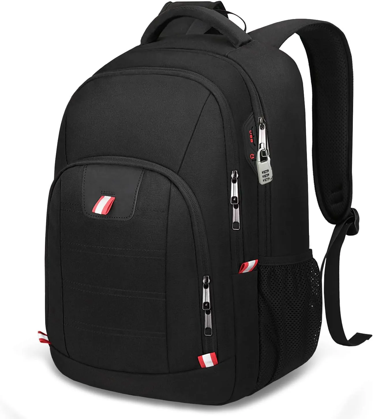 Della Gao Travel Laptop Backpack, Black Backpack for Men and Women with USB Charging Port Business Computer Back Pack (Black, 15.6 Inch)