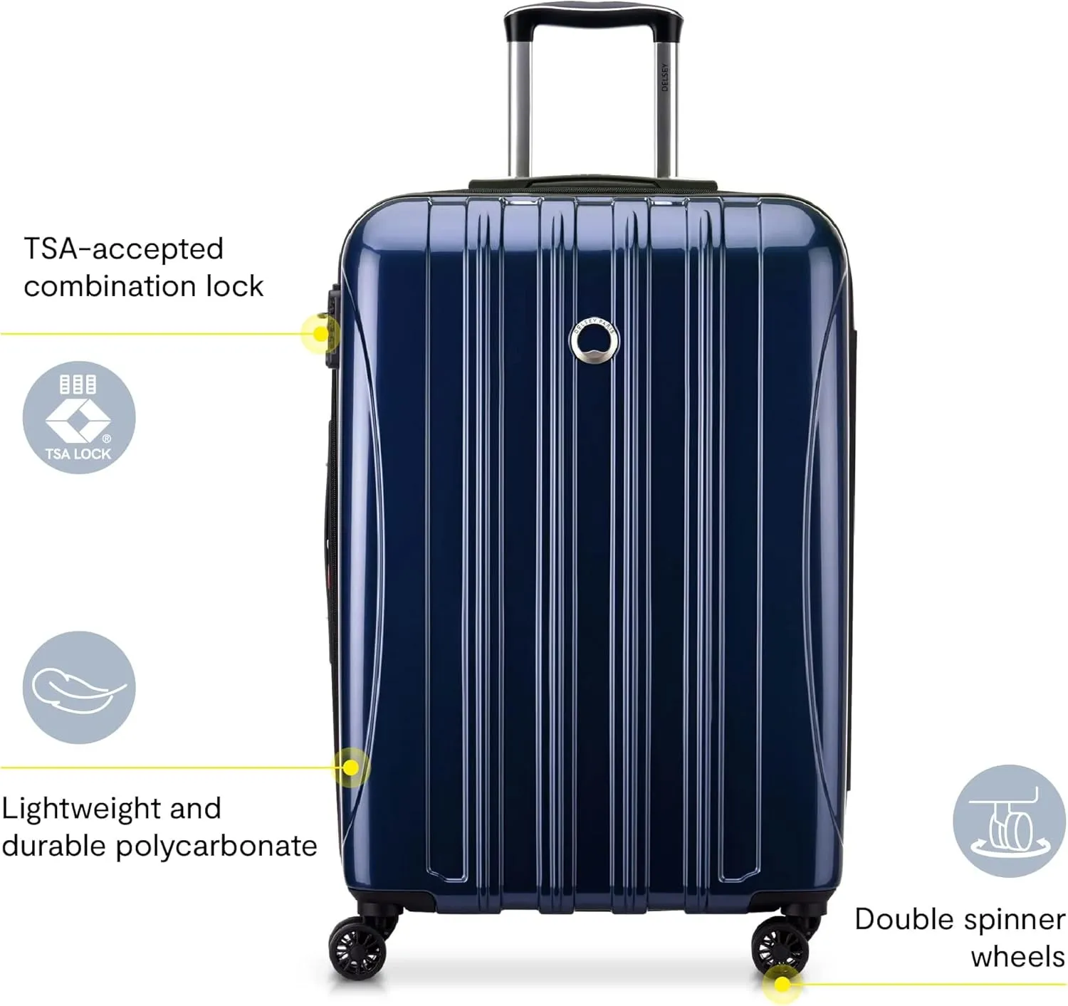 DELSEY PARIS Helium Aero Hardside Expandable Luggage with Spinner Wheels, Blue Cobalt, Carry-On 21 Inch