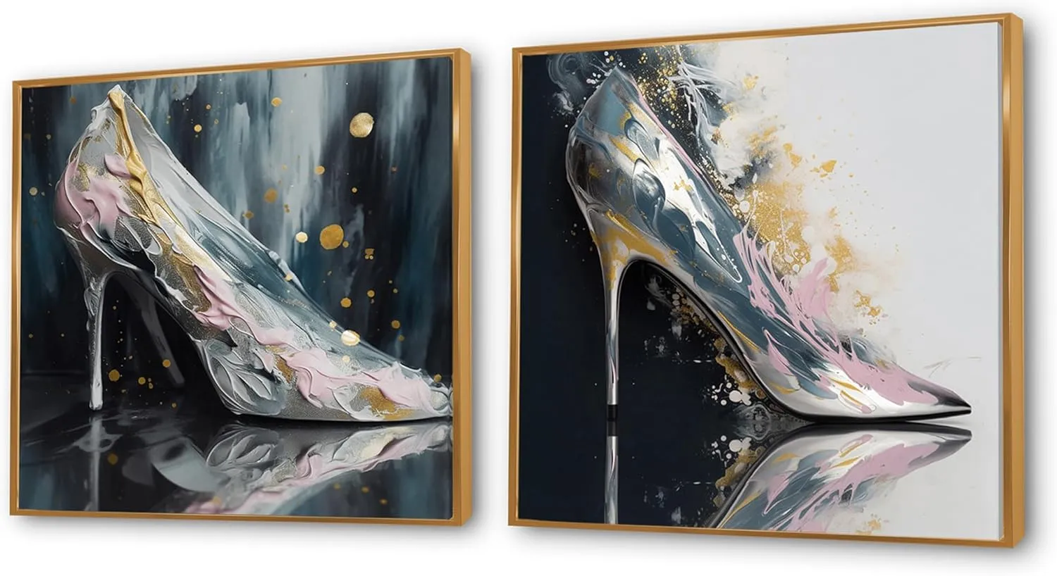 DesignQ Oversized Glam Canvas Framed Wall Decor Set - Large Pink Glorious Wall Art - Luxury Handbags Pink II - 73"x36" - Multipanel Fashion Framed Canvas Set