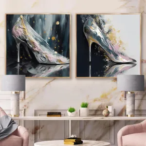 DesignQ Oversized Glam Canvas Framed Wall Decor Set - Large Pink Glorious Wall Art - Luxury Handbags Pink II - 73"x36" - Multipanel Fashion Framed Canvas Set