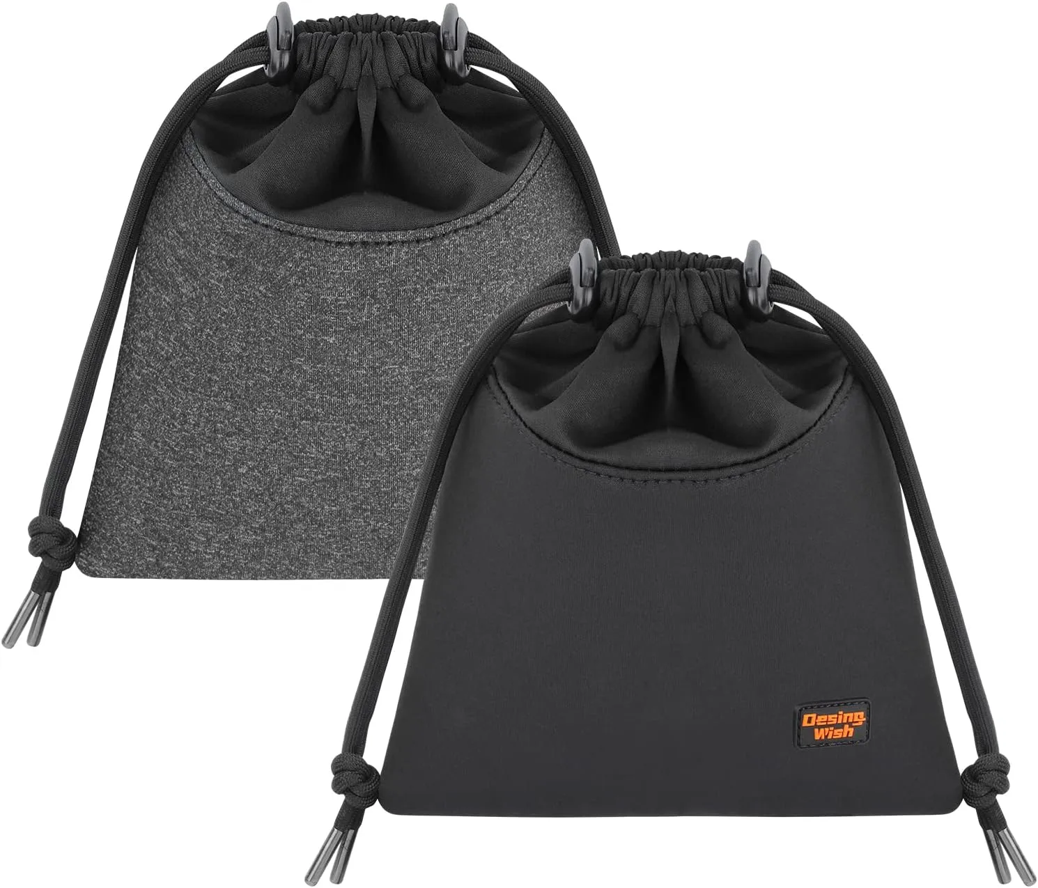Desing Wish Headphone Storage Bag, 2 Pack Lightweight Headphone Carrying Pouches Headset Case Bag Travel Pouch for Headsets Overhead Headphones Neckband Earbuds (Small Black, Small Grey)