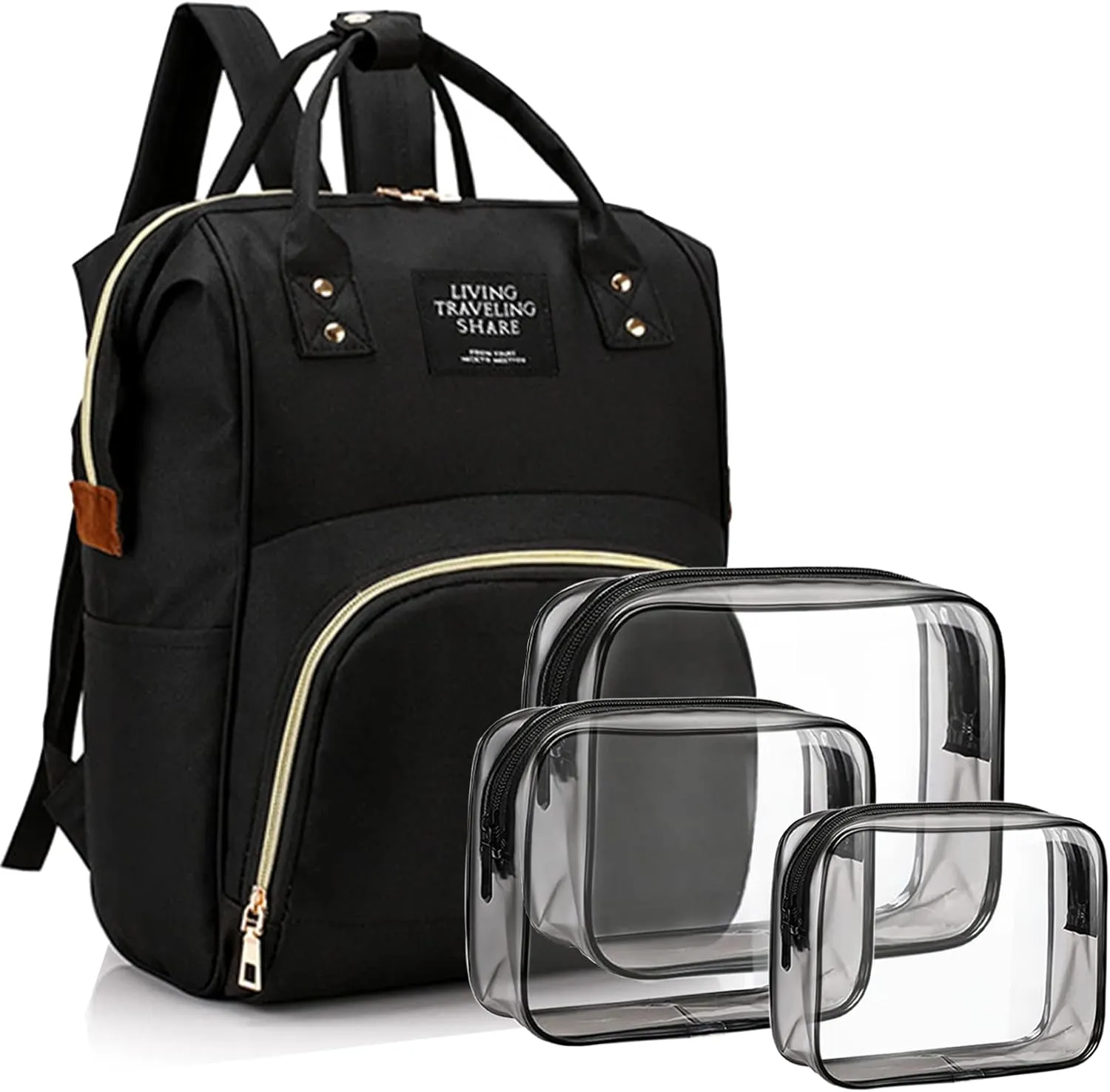 Diaper Bag with Organizing Pouches, Nappy Bags Handbag Multifunction Diaper Bag for Baby Care Travel Backpack Large Capacity Black