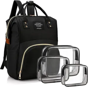 Diaper Bag with Organizing Pouches, Nappy Bags Handbag Multifunction Diaper Bag for Baby Care Travel Backpack Large Capacity Black
