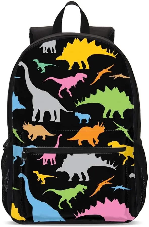 Dinosaur 17 Inch Backpacks School kids Bookbag Children Travel Shoulder Bag Casual Lightweight Daypack Laptop Bag for Unisex Teens Women Boys