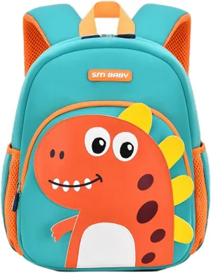 Dinosaur Anti-lost Kids Backpack for Kindergarten Preschool Boys Girls with Safety Leash, Lightweight Boys Small Backpack Daycare Bag, A-Green Orange