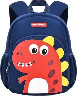 Dinosaur Anti-lost Kids Backpack for Kindergarten Preschool Boys with Safety Leash, Lightweight Boys Small Backpack Daycare Bag, A-Dark-blue Red