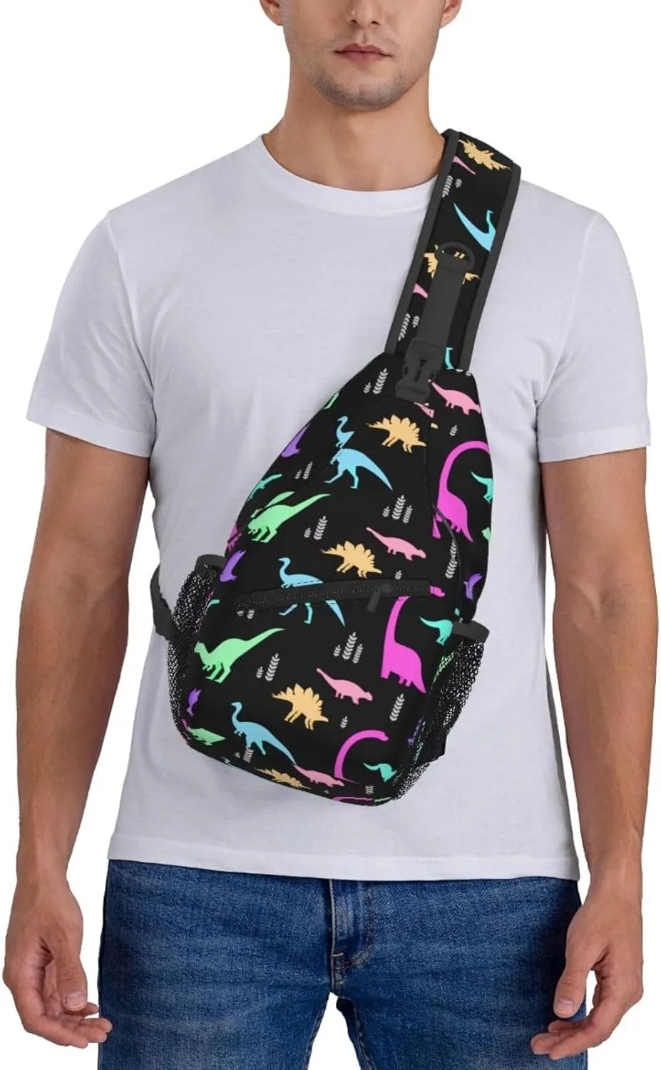 Dinosaur Crossbody Bags Men Cross Chest Bag Women Adjustable Sling Backpack Shoulder Bag