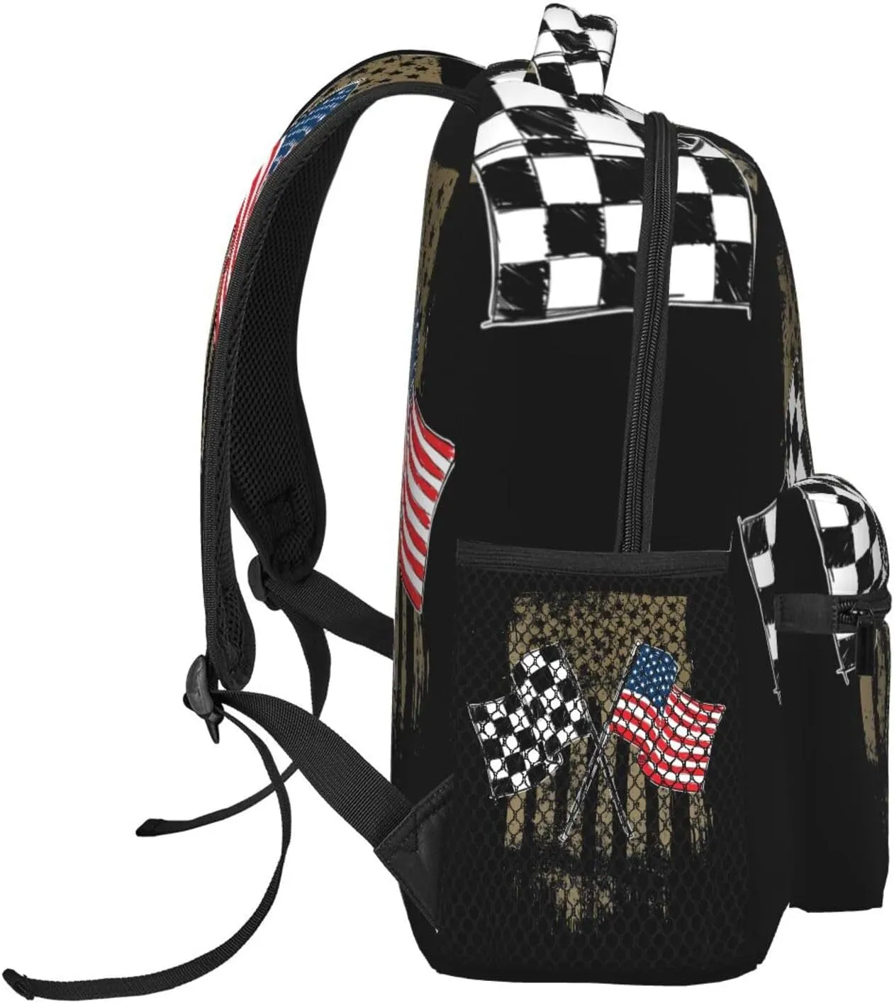 Dirt Track Racing Motocross Stock Car Racing Backpack Casual Pack Bag Laptop Backpack With Side Pocket Front Zipper Pocket Bookpack Travel Daypack Picnic Rucksack
