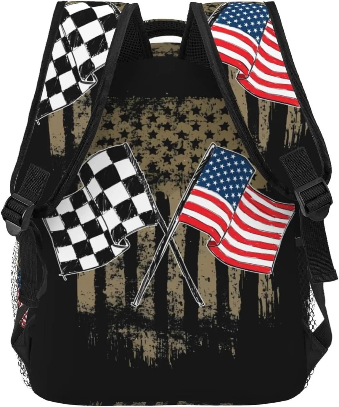 Dirt Track Racing Motocross Stock Car Racing Backpack Casual Pack Bag Laptop Backpack With Side Pocket Front Zipper Pocket Bookpack Travel Daypack Picnic Rucksack