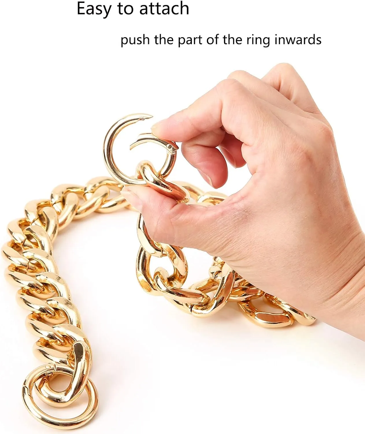 DIY Heavy Chunky Aluminum Metal Purse Handle Bag Chain Charms Strap Replacement Handbag Accessories Decoration