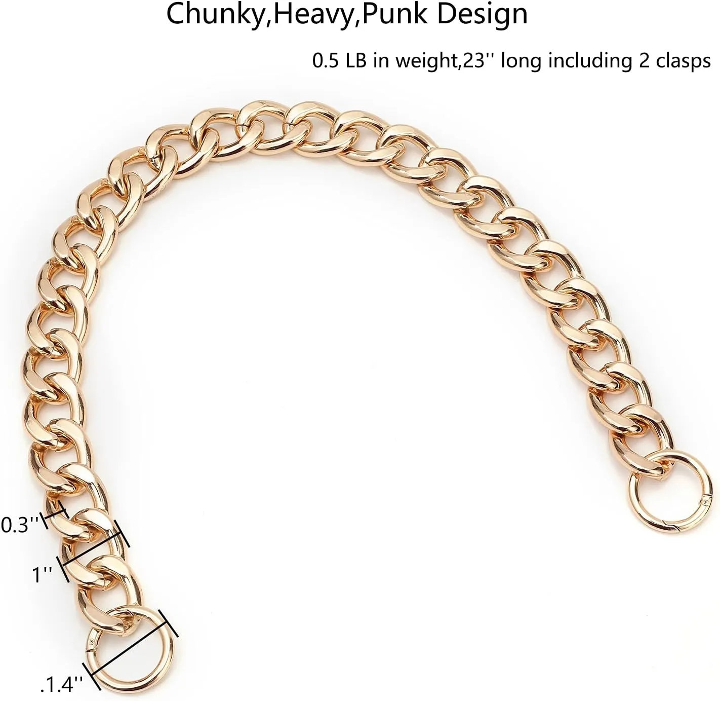 DIY Heavy Chunky Aluminum Metal Purse Handle Bag Chain Charms Strap Replacement Handbag Accessories Decoration