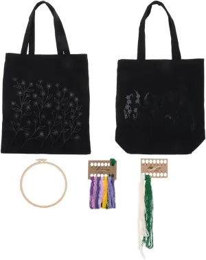 diyhub 2Sets Embroidery Kit Canvas Tote Bag,Personalized Canvas Bag Cross Stitch Kits for Craft Embroidery Skill Techniques Embroidery Kit