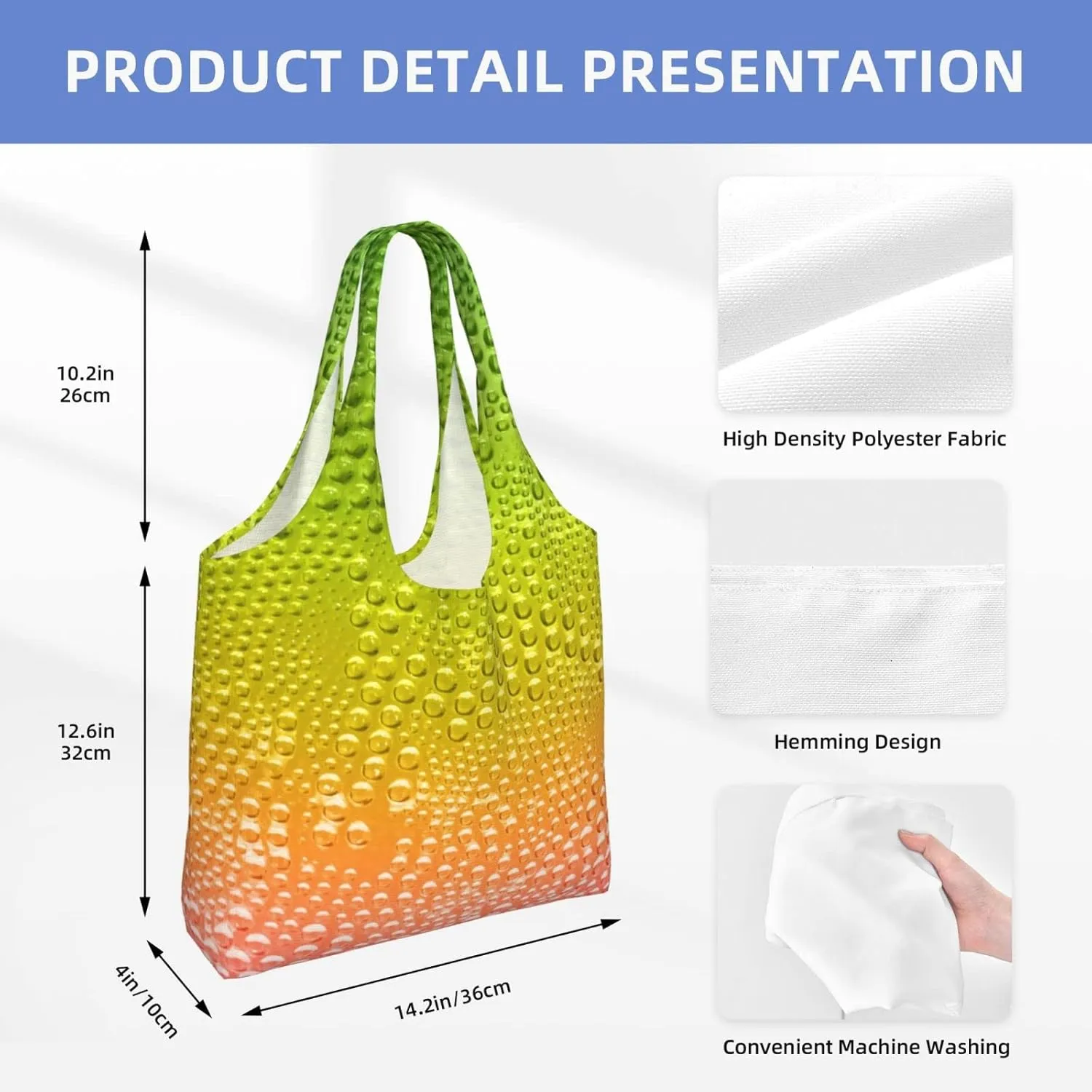DKJlitter Fashion Canvas Tote Bag, Reusable Grocery Shopping Bag, Large capacity shopping bag Daily Utility Bag