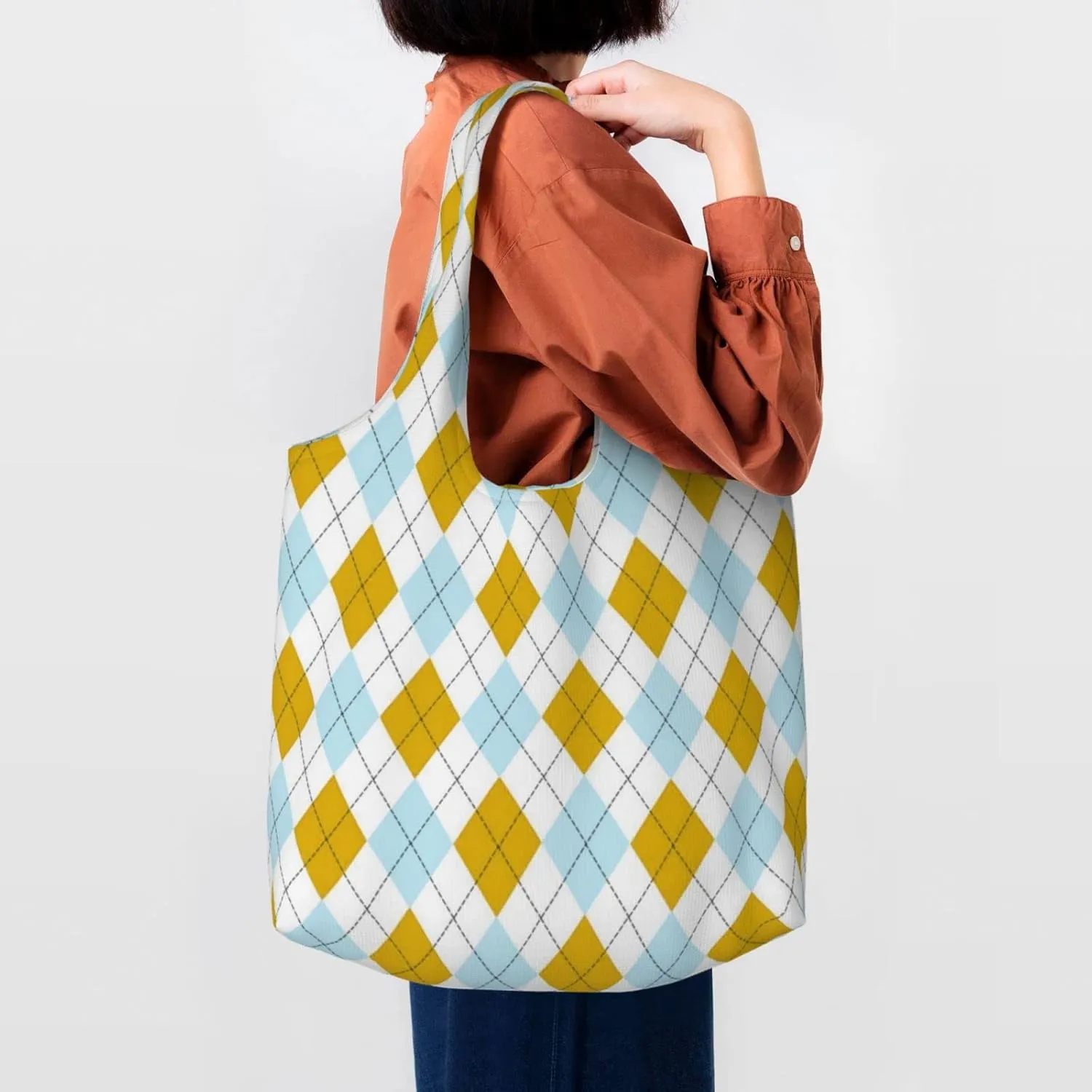 DKJlitter Fashion Canvas Tote Bag, Reusable Grocery Shopping Bag, Large capacity shopping bag Daily Utility Bag