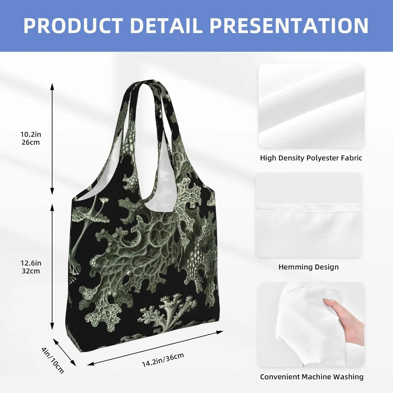 DKJlitter Fashion Canvas Tote Bag, Reusable Grocery Shopping Bag, Large capacity shopping bag Daily Utility Bag